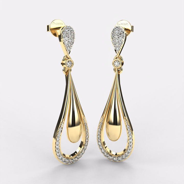 Elongated Pear Drop Diamond Earrings