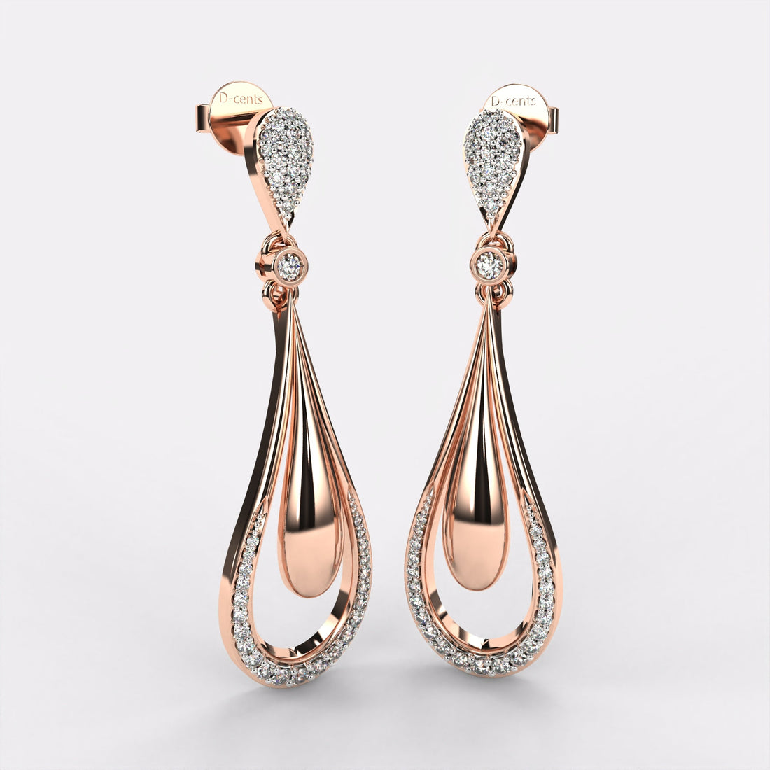 Elongated Pear Drop Diamond Earrings