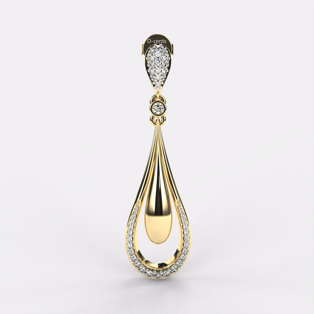 Elongated Pear Drop Diamond Earrings