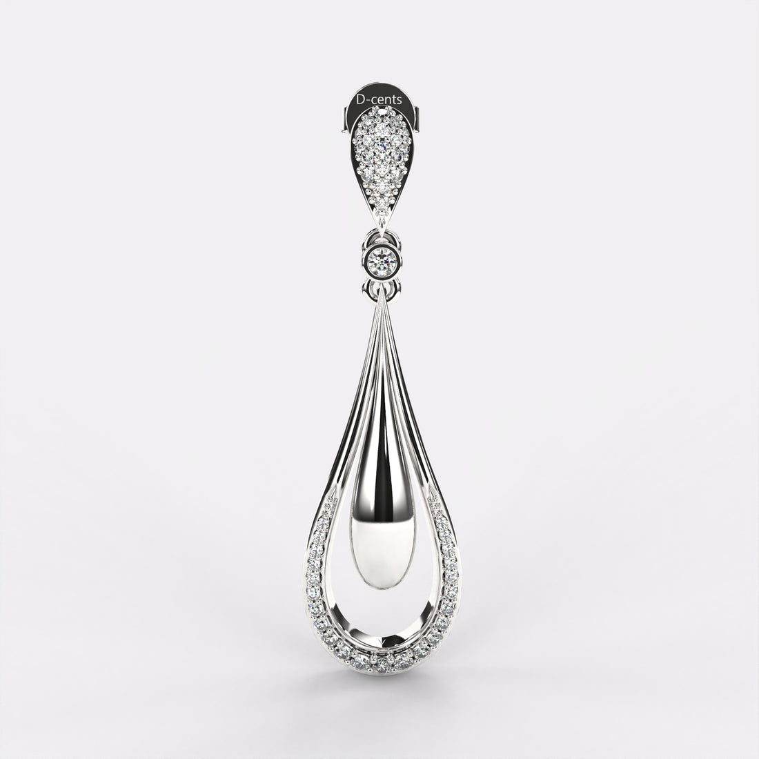 Elongated Pear Drop Diamond Earrings