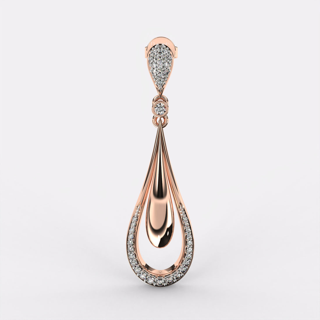 Elongated Pear Drop Diamond Earrings