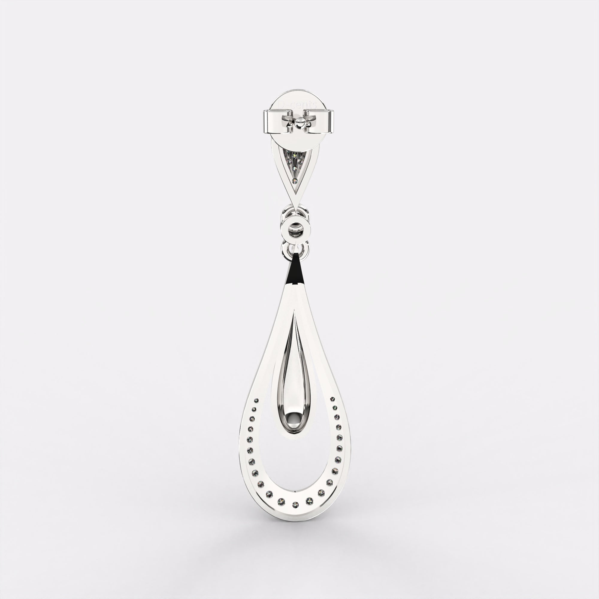 Elongated Pear Drop Diamond Earrings in 925 Silver