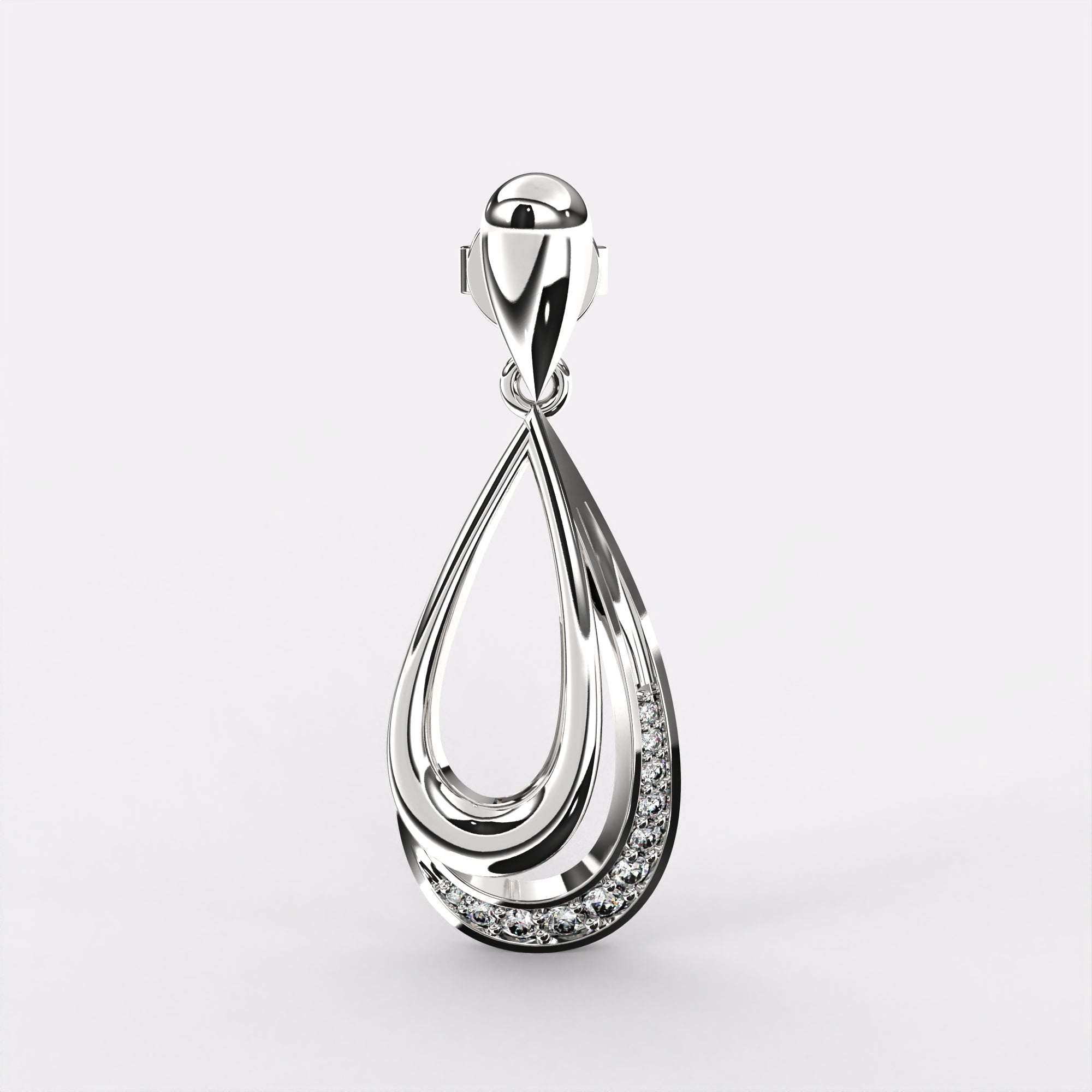 Pear Drop Diamond Earrings in 925 Silver