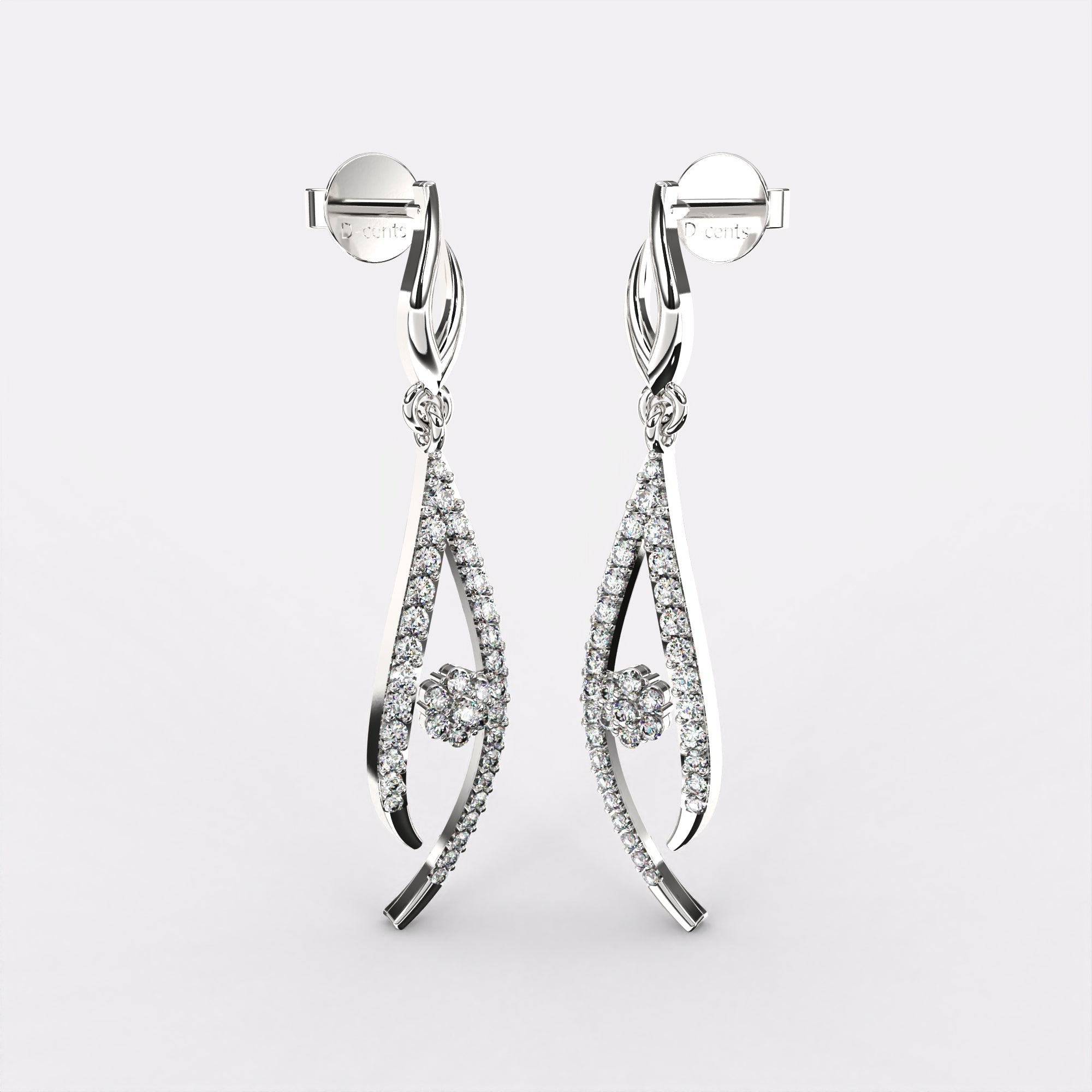 Lining Diamond Earrings In 925 Silver