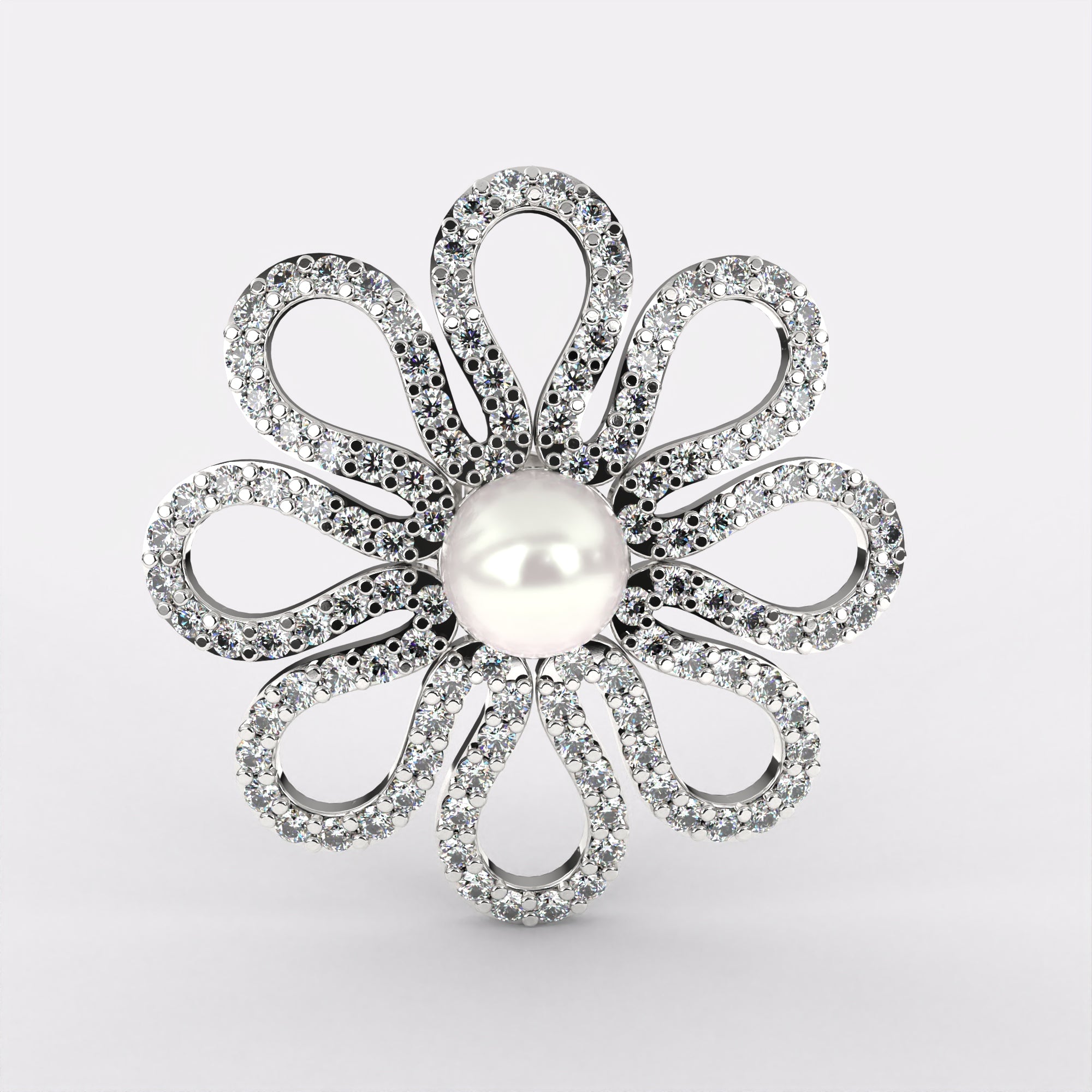 Glittering Petals Diamond Stud Earrings In 925 Silver