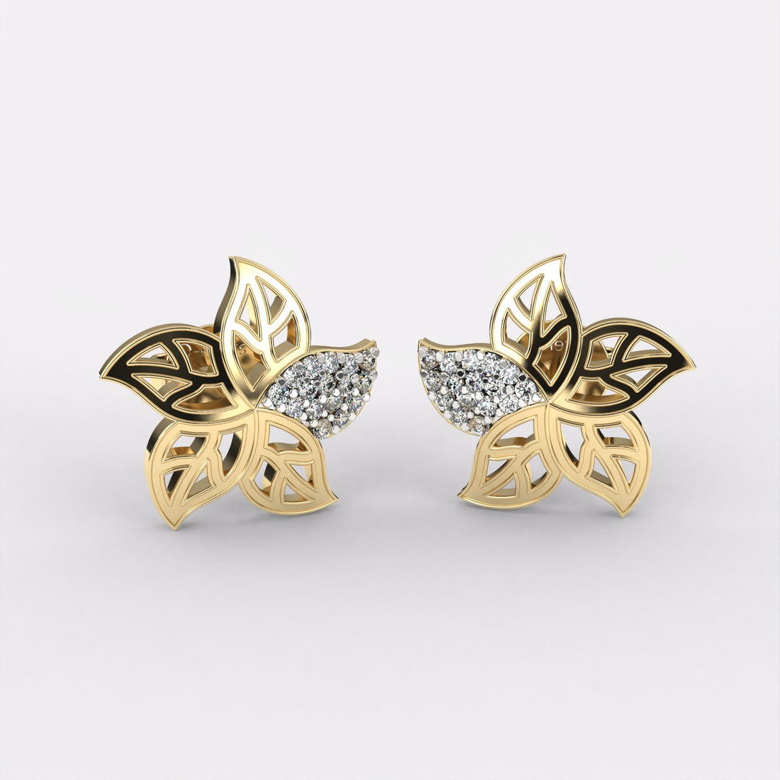 Mini Leaf Diamond Earrings