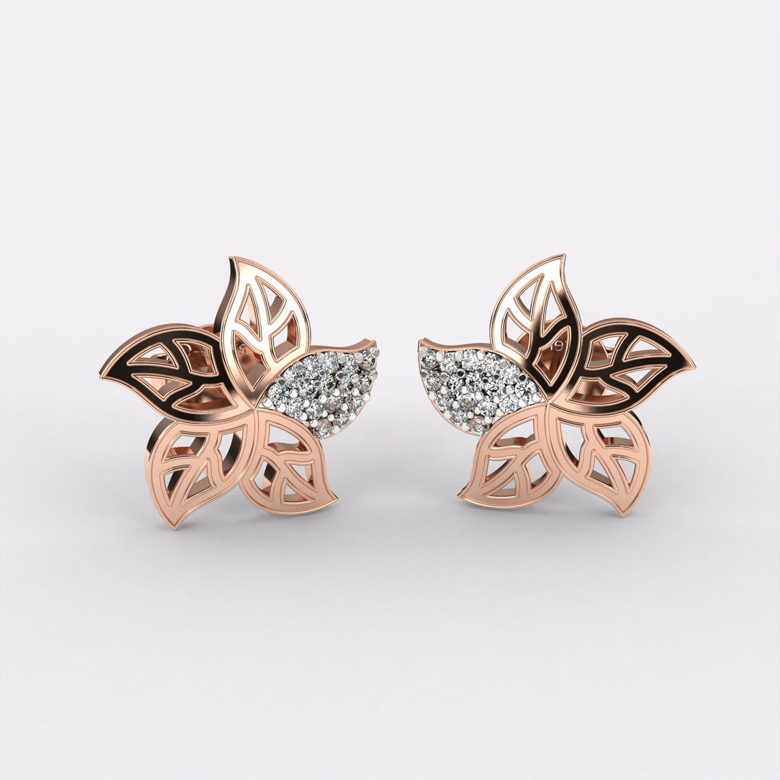 Mini Leaf Diamond Earrings