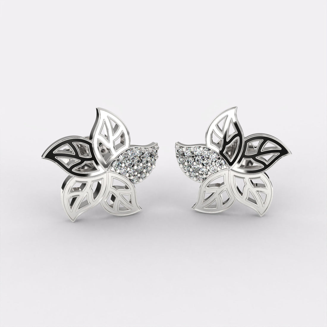 Mini Leaf Diamond Earrings