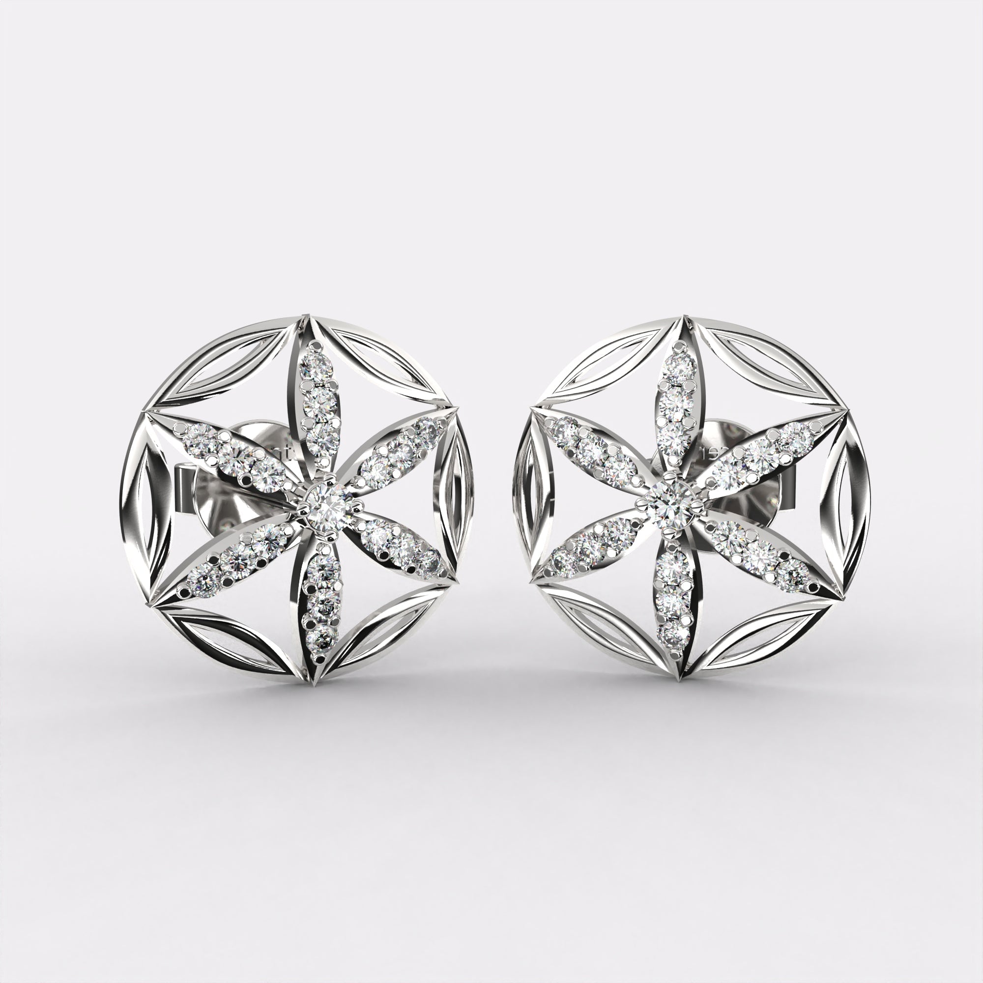 Snowflakes Diamond Earrings In 925 Silver