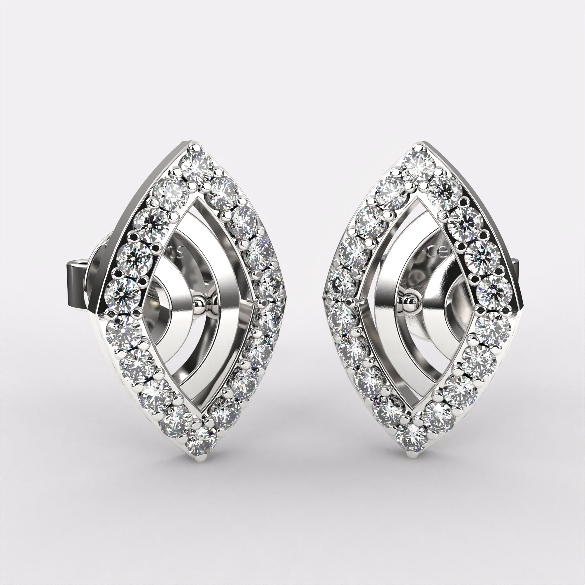 Linea Luxe Diamond Stud Earrings In 925 Silver