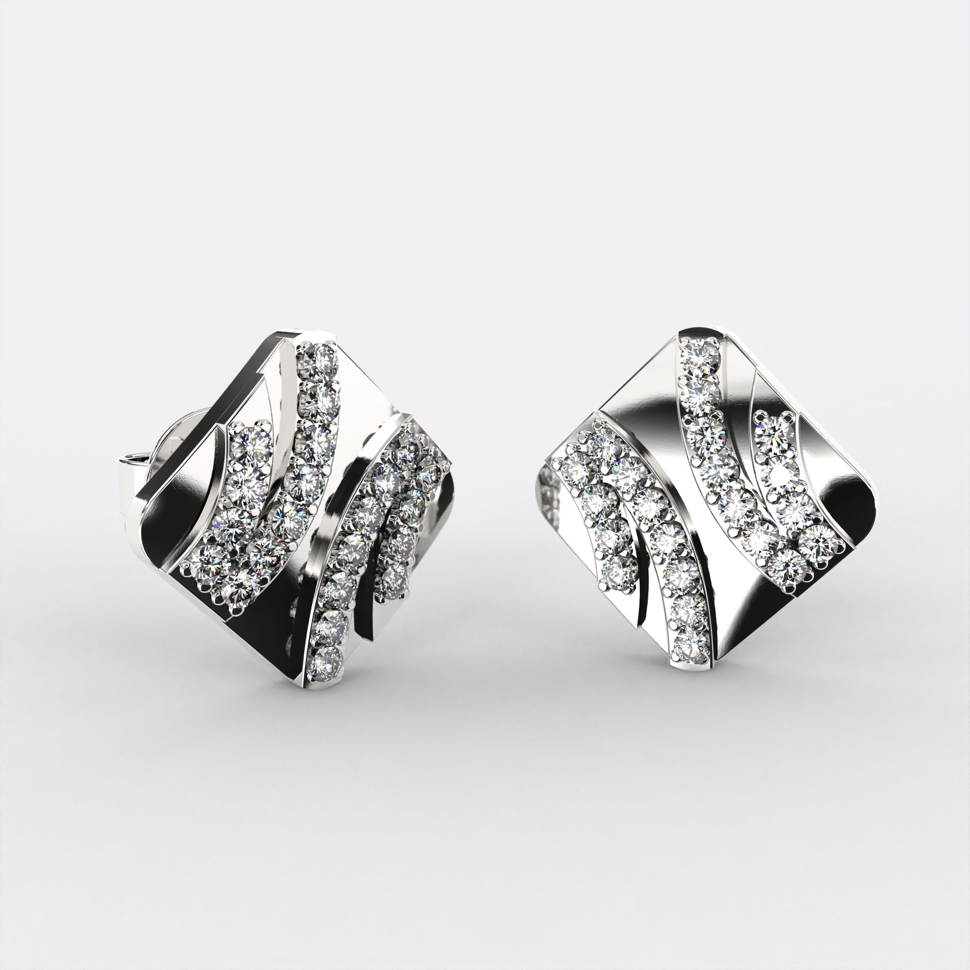 Rustic Glam Diamond Stud Earrings In 925 Silver