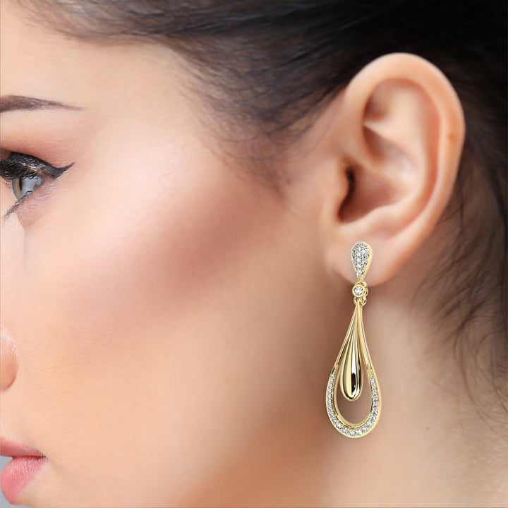 Elongated Pear Drop Diamond Earrings