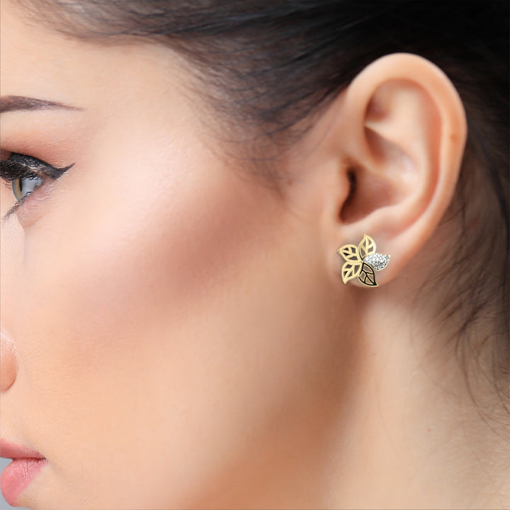 Mini Leaf Diamond Earrings