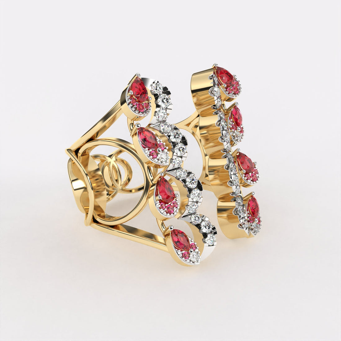 REd Drop Floret Diamond Ring