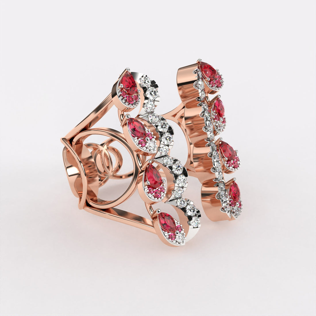 REd Drop Floret Diamond Ring