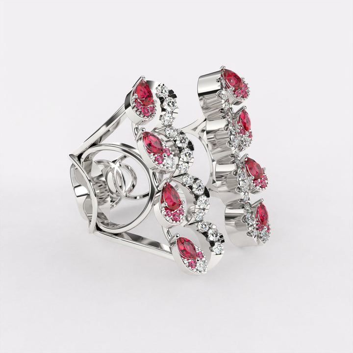 REd Drop Floret Diamond Ring