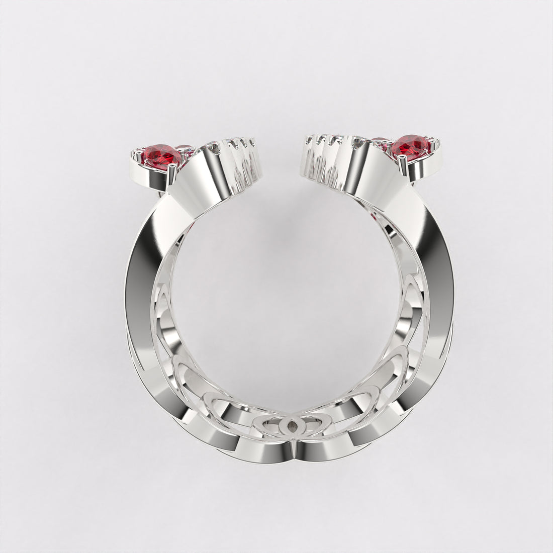 Red Drop Floret Diamond Ring