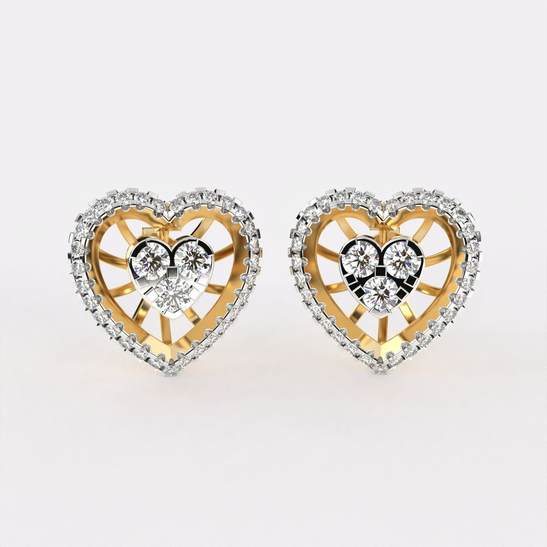 Golden Heart Diamond Earrings