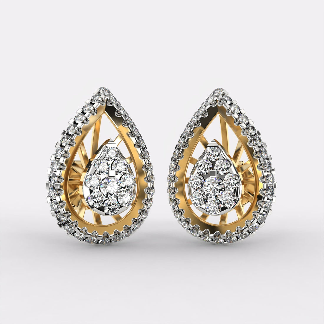 Diamond Drop Gold Stud Earrings