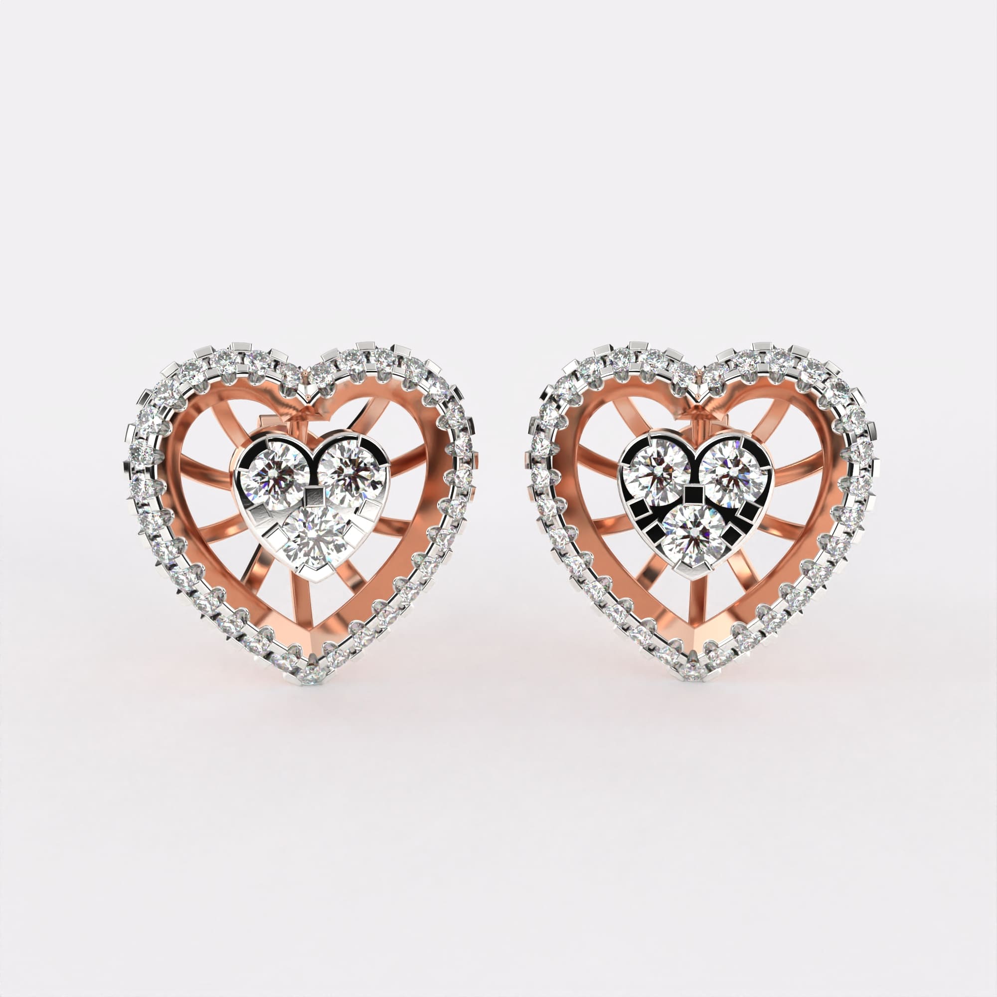 Golden Heart Diamond Earrings