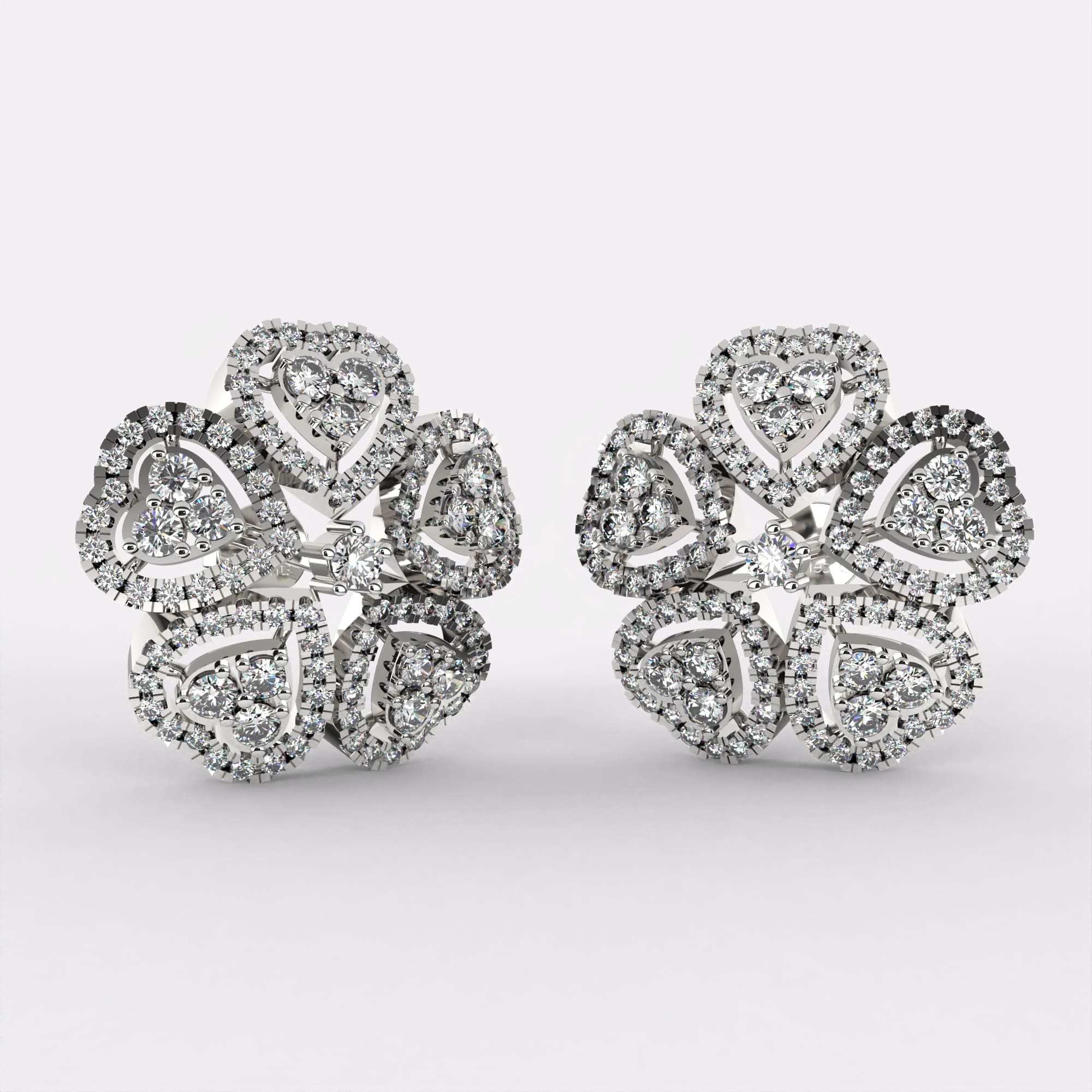 Mix Heart Earrings in 925 Silver