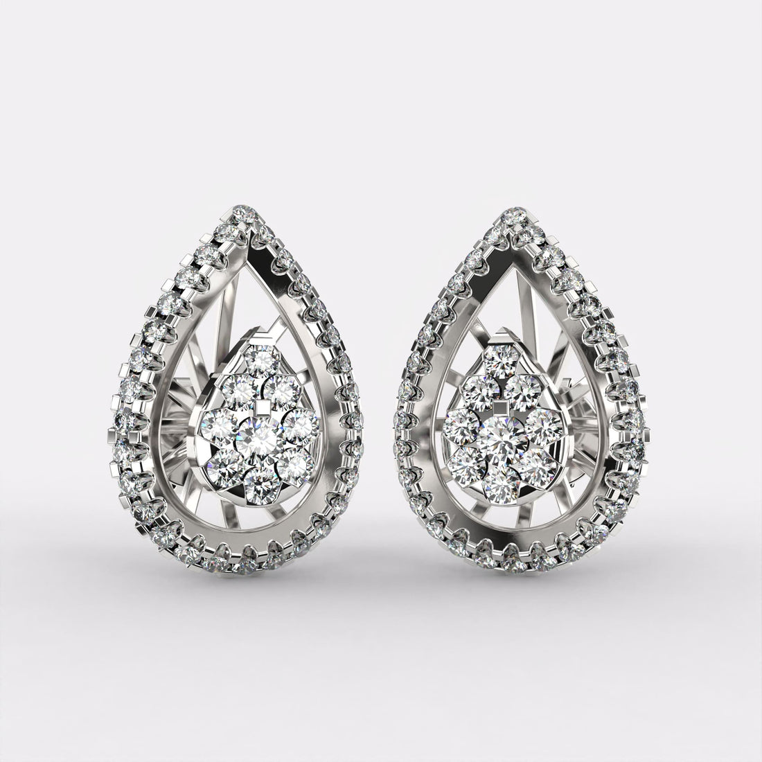 Diamond Drop Gold Stud Earrings