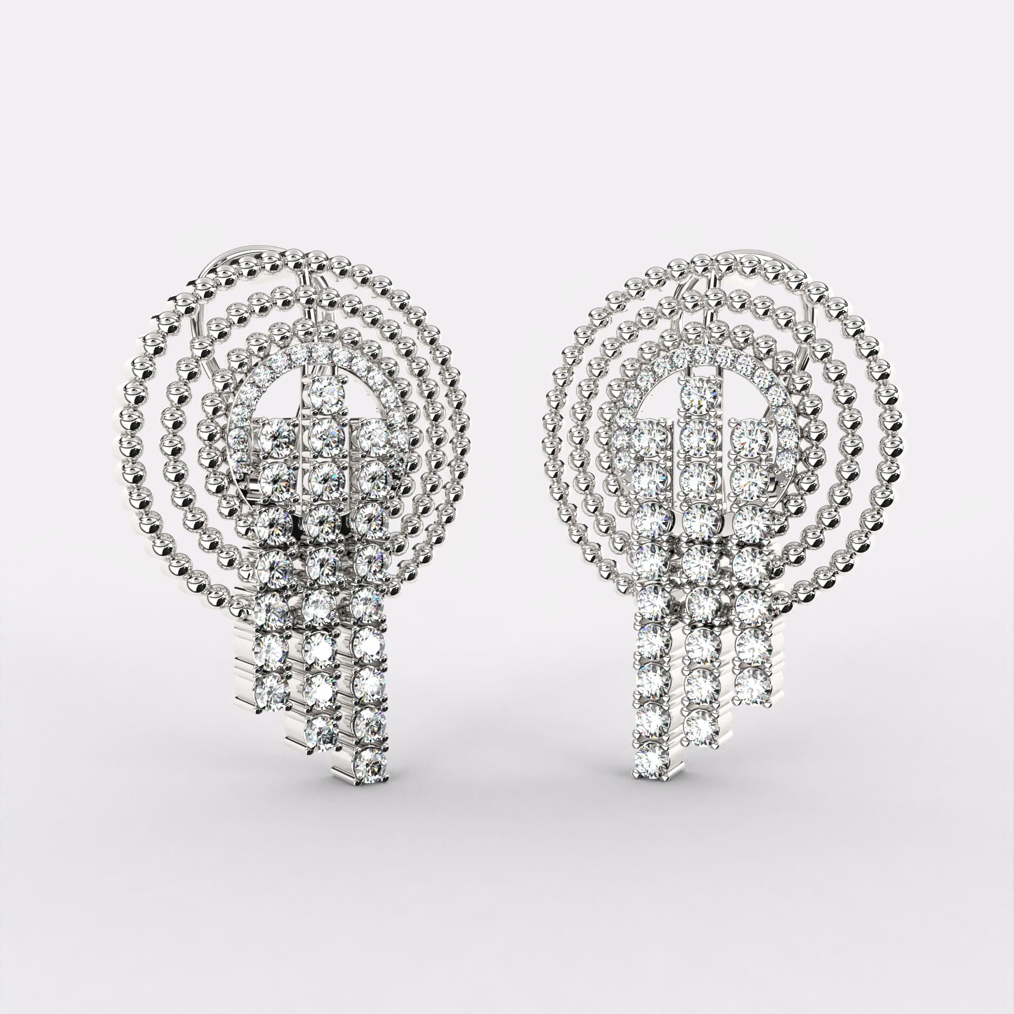 Gleaming lines Diamond  Earrings in 925 Silver
