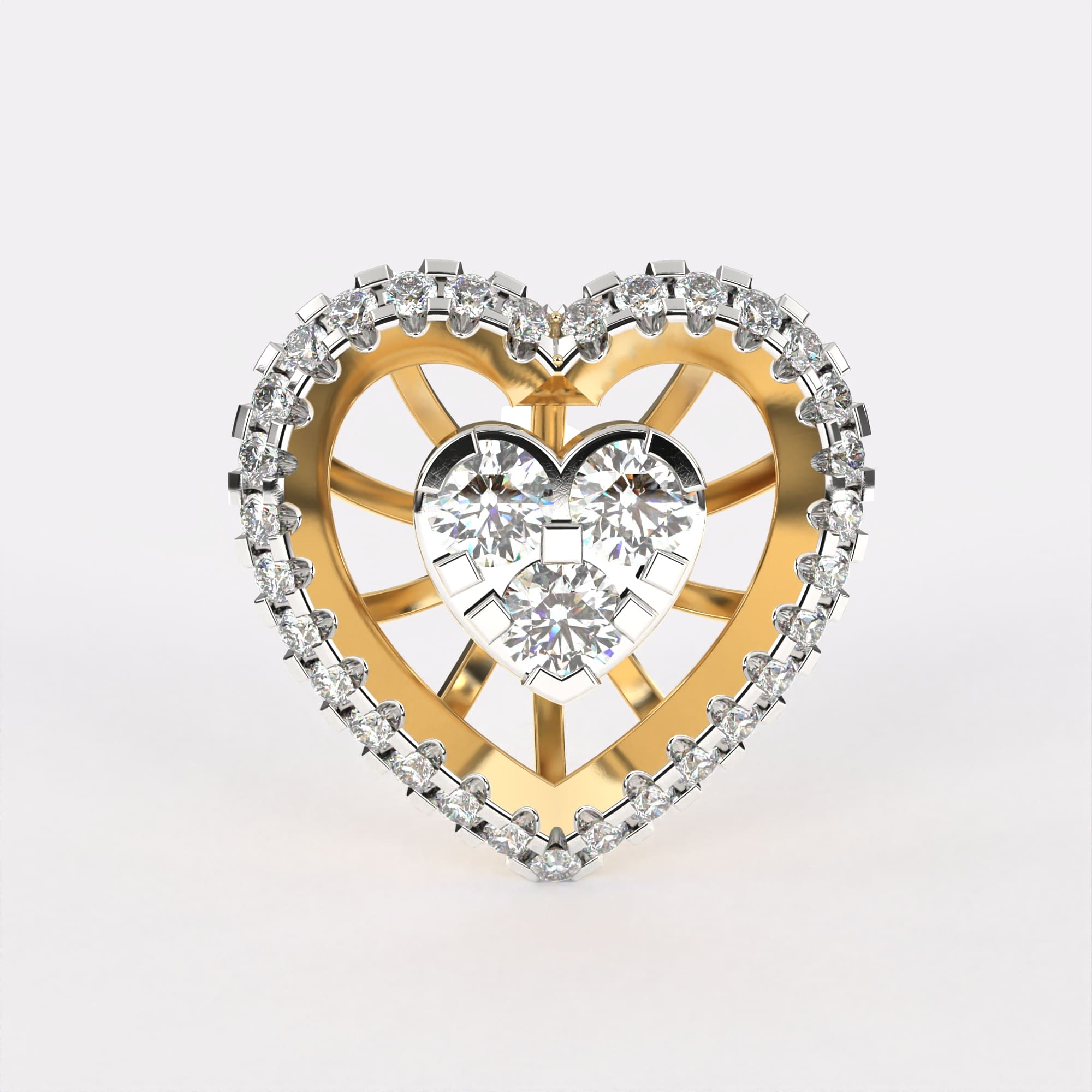 Golden Heart Diamond Earrings
