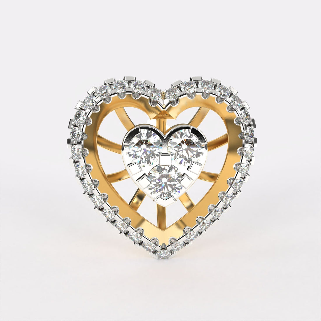 Golden Heart Diamond Earrings