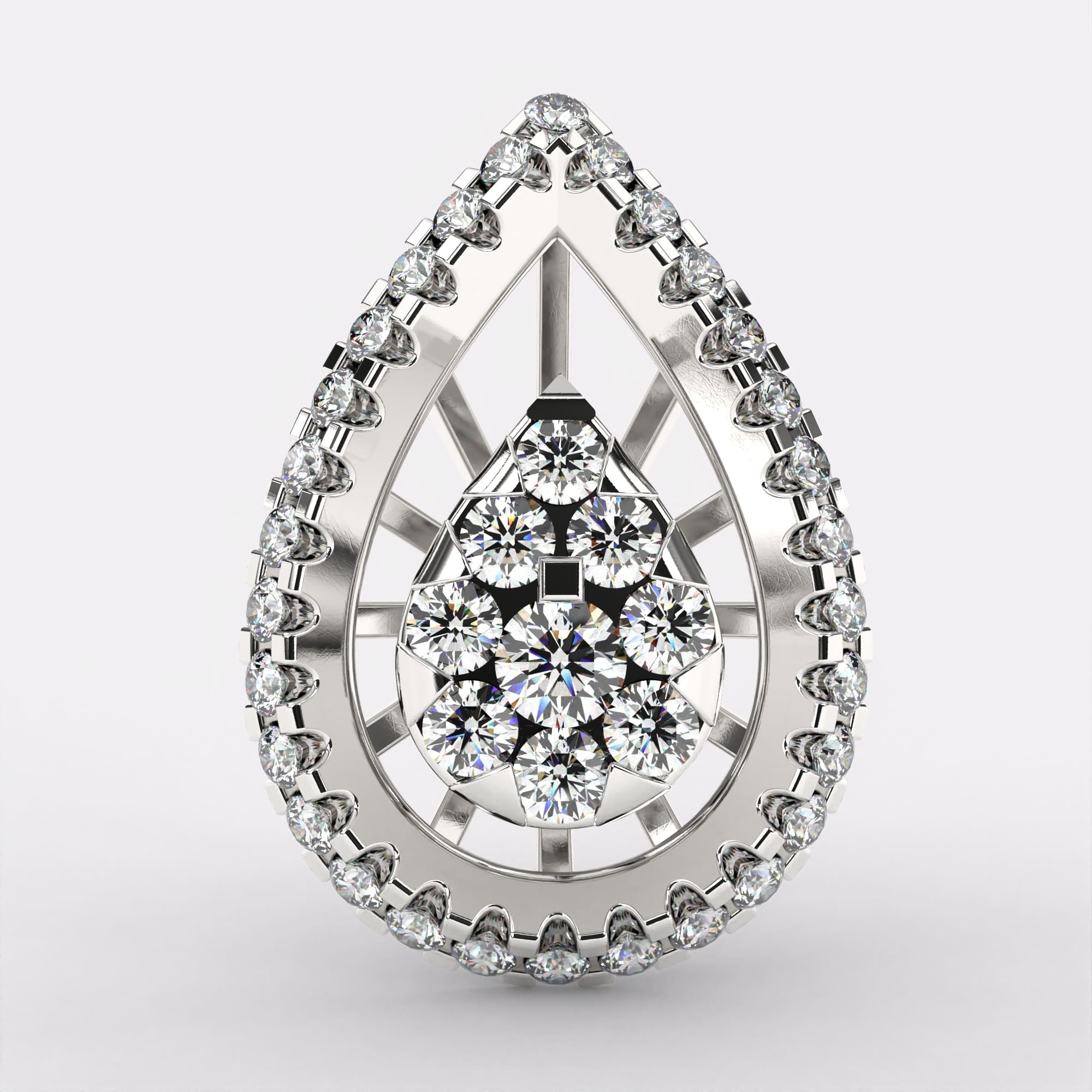 Diamond Drop Gold Stud Earrings in 925 Silver