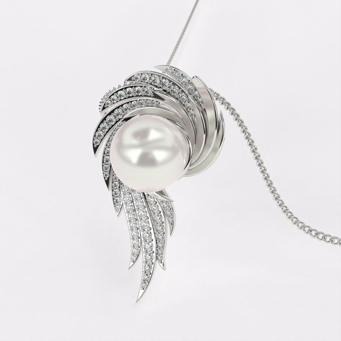 Celestial Pearl Diamond Pendant In 925 Silver