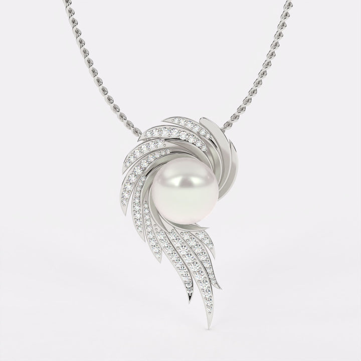 Celestial Pearl Diamond Pendant In 925 Silver