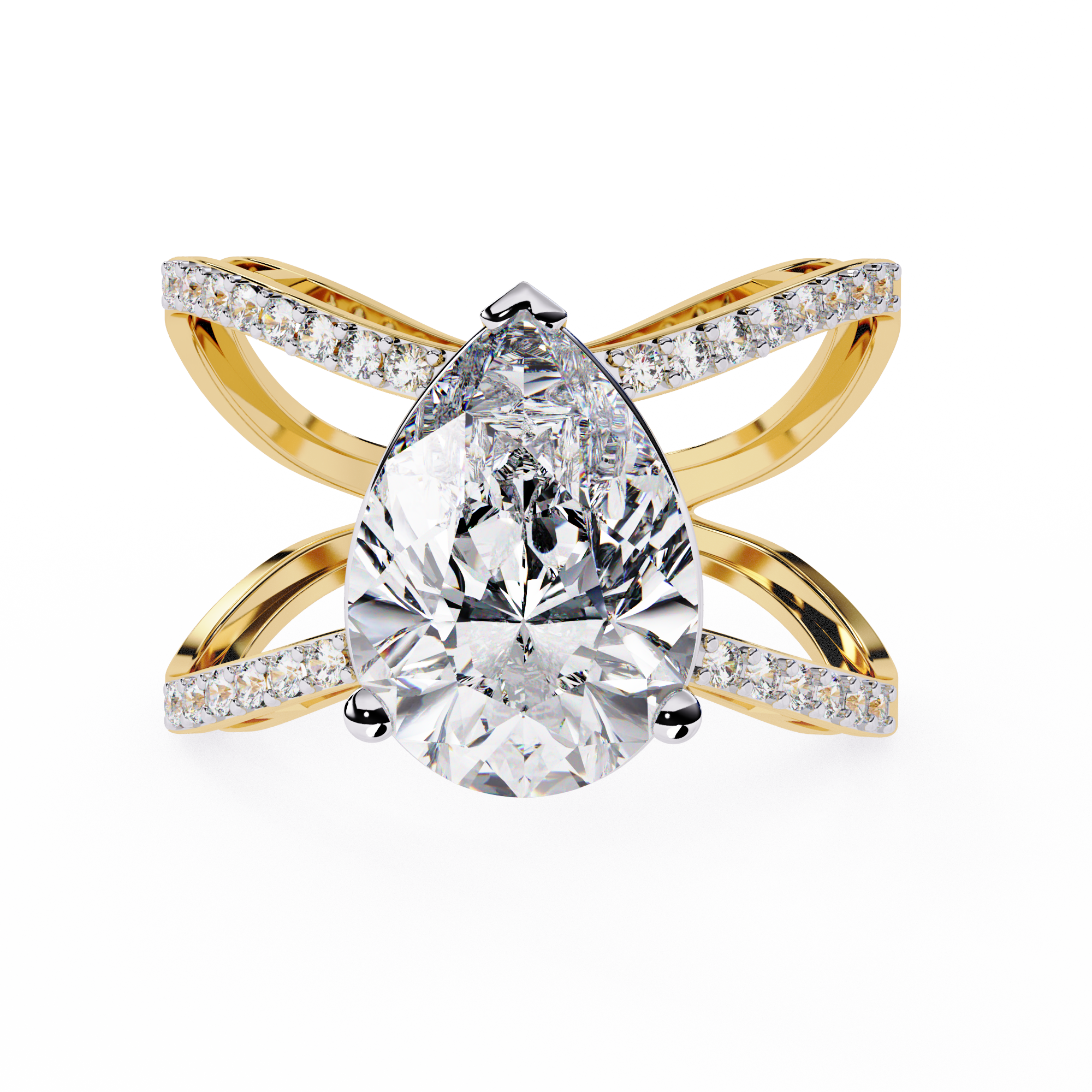 Celestial Solitaire Diamond Crisscross Ring