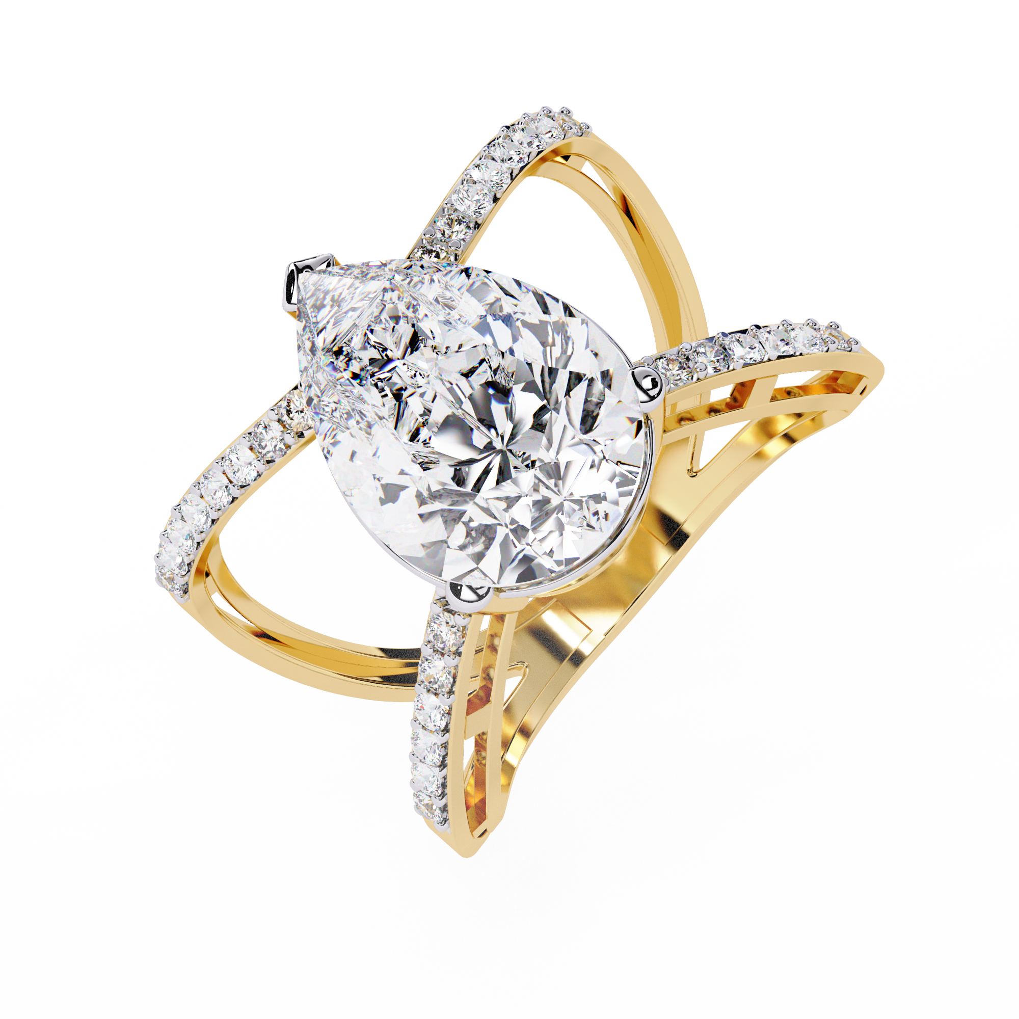 Celestial Solitaire Diamond Crisscross Ring2