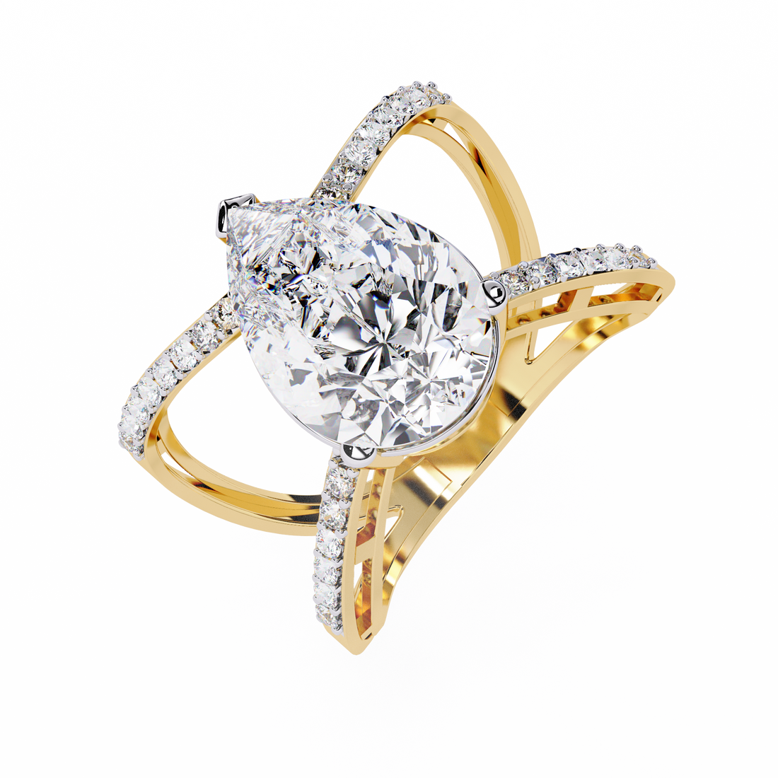 Celestial Solitaire Diamond Crisscross Ring2
