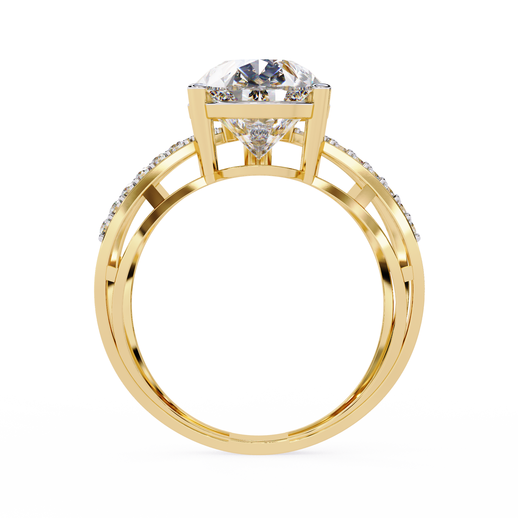 Celestial Solitaire Diamond Crisscross Ring4