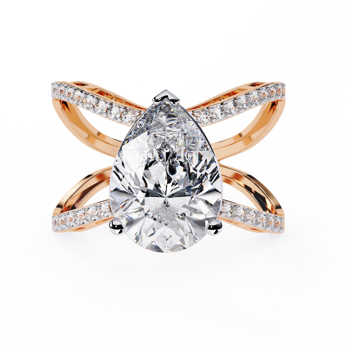 Celestial Solitaire Diamond Crisscross Ring5