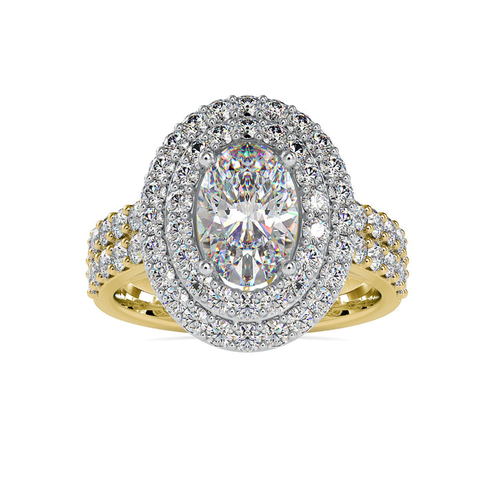 Charming Double Halo Oval Diamond Ring