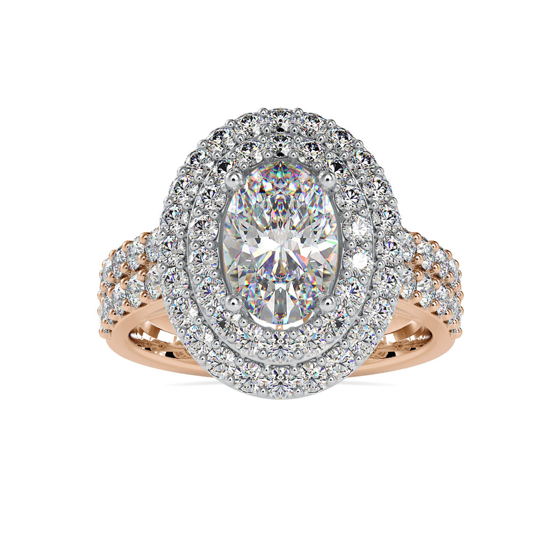 Charming Double Halo Oval Diamond Ring 2