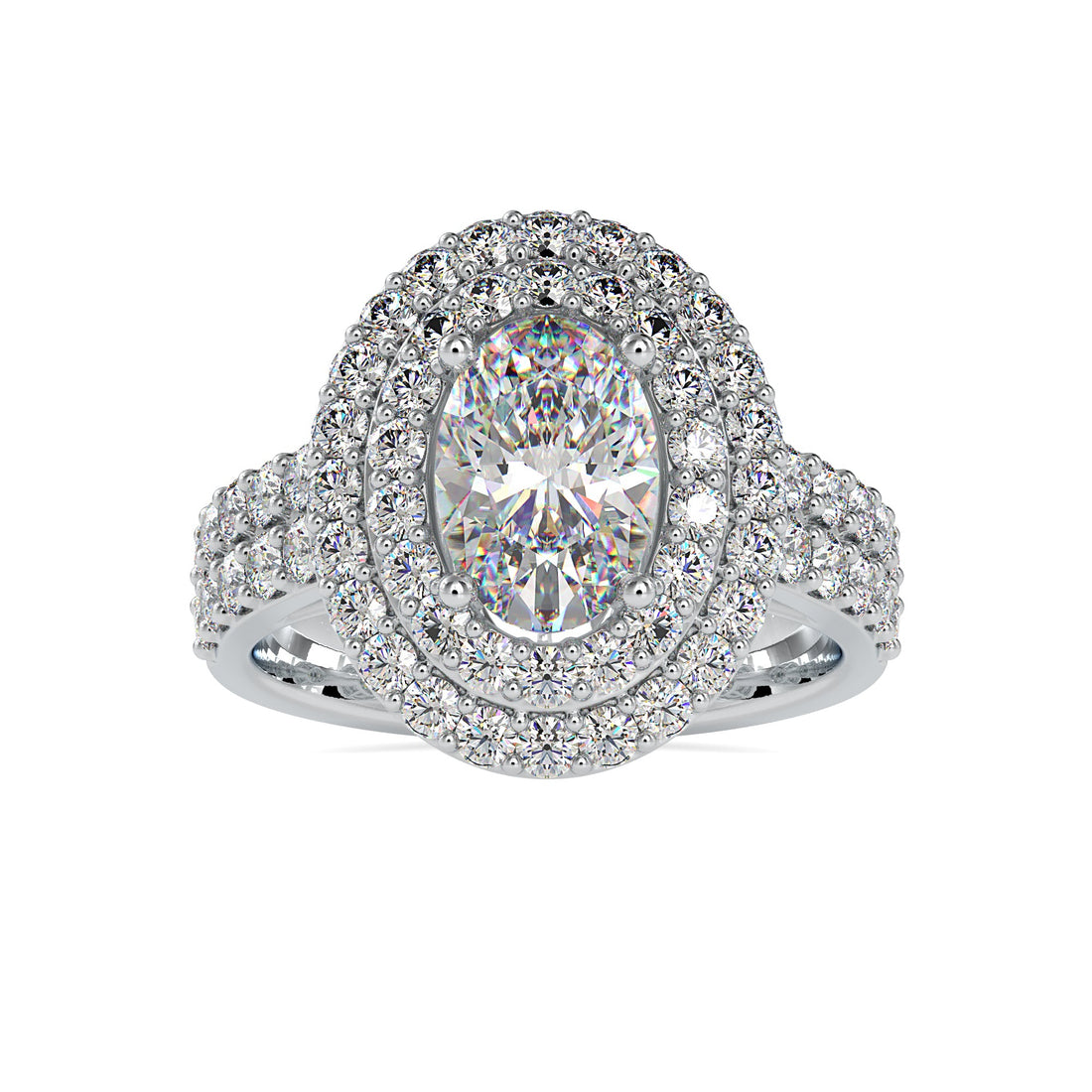 Charming Double Halo Oval Diamond Ring 4