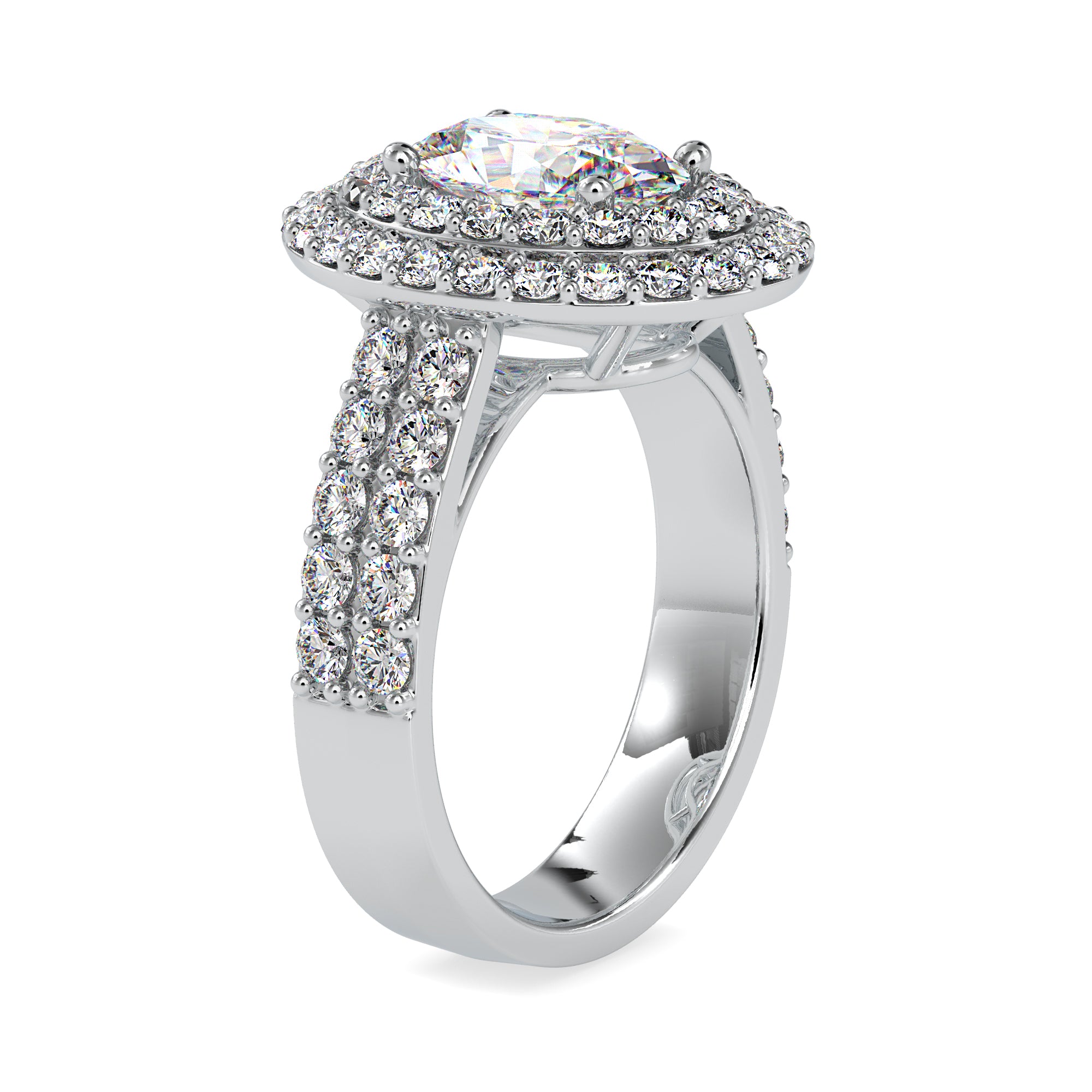 Charming Double Halo Oval Diamond Ring 5