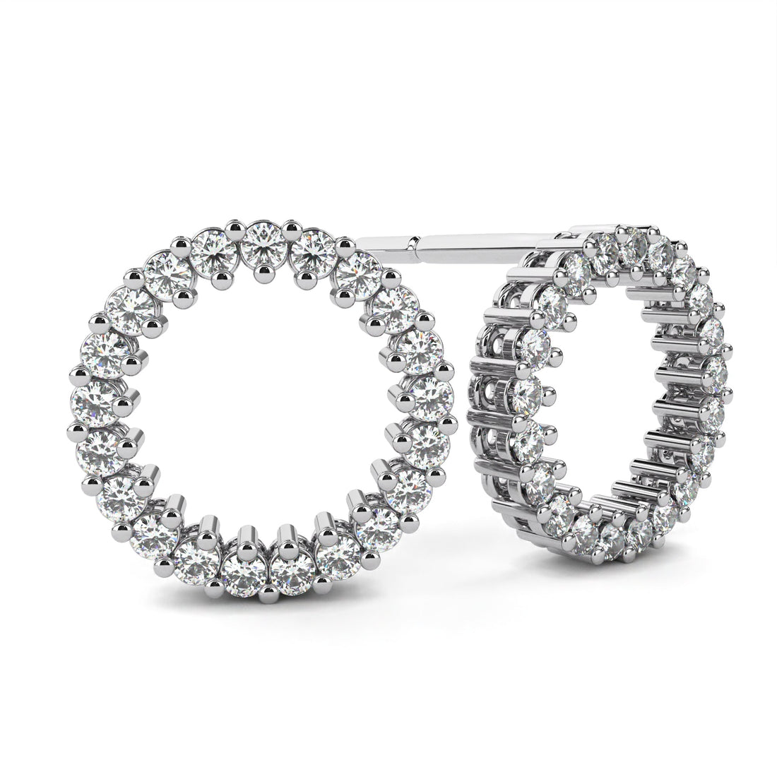 Circular Diamond Earrings In 925 Silver