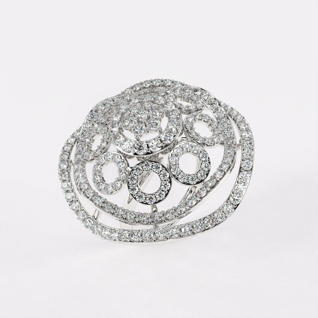 Circular wavy Diamond Ring in 925 Silver