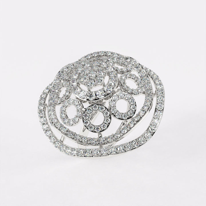 Circular wavy Diamond Ring in 925 Silver