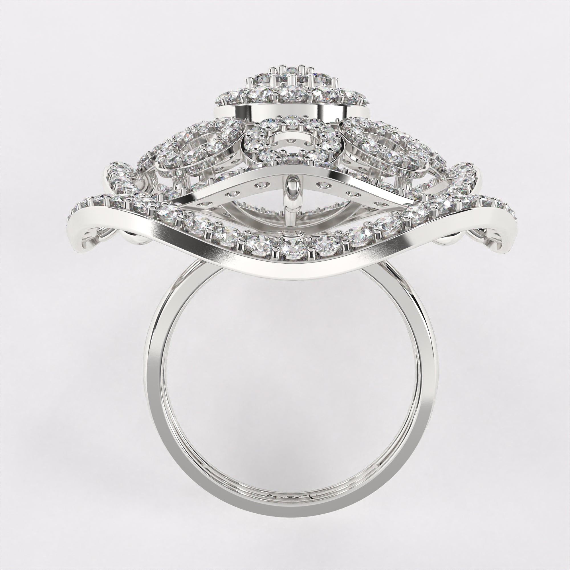 Circular wavy Diamond Ring in 925 Silver