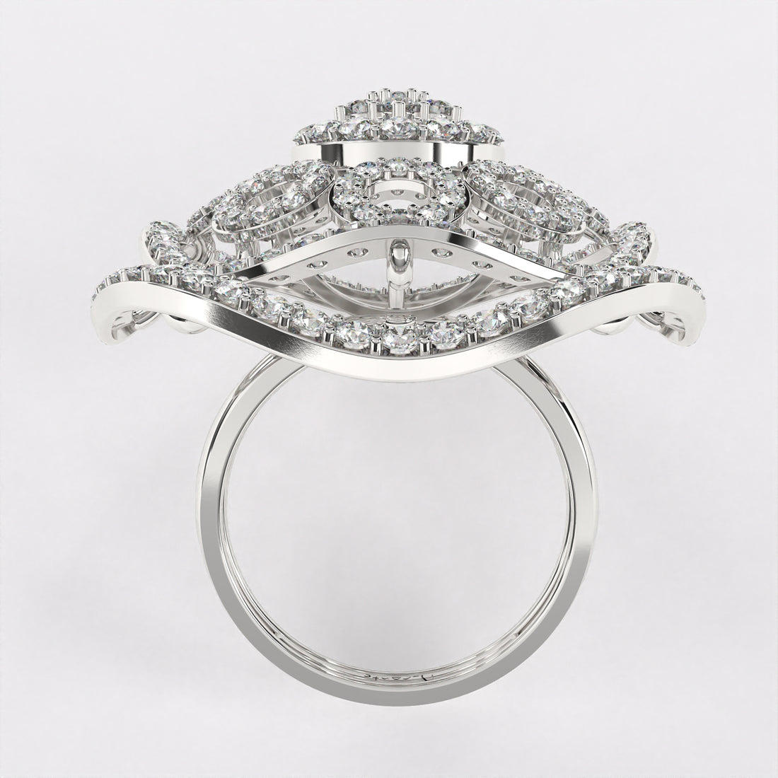 Circular wavy Diamond Ring in 925 Silver