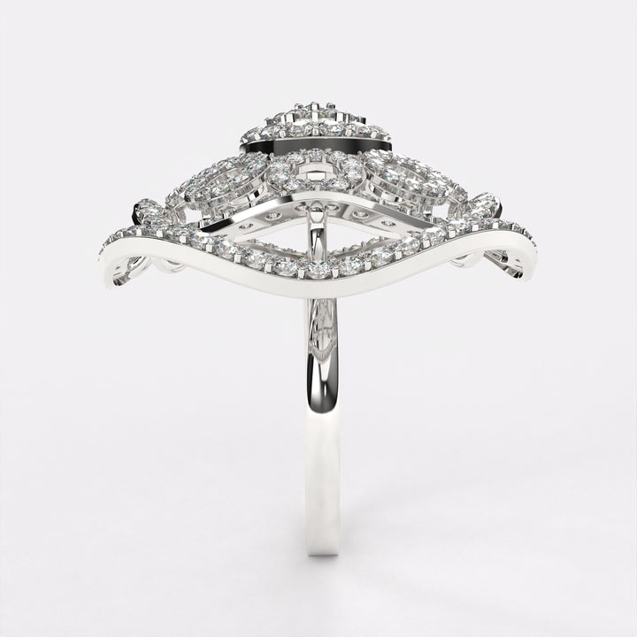 Circular wavy Diamond Ring in 925 Silver