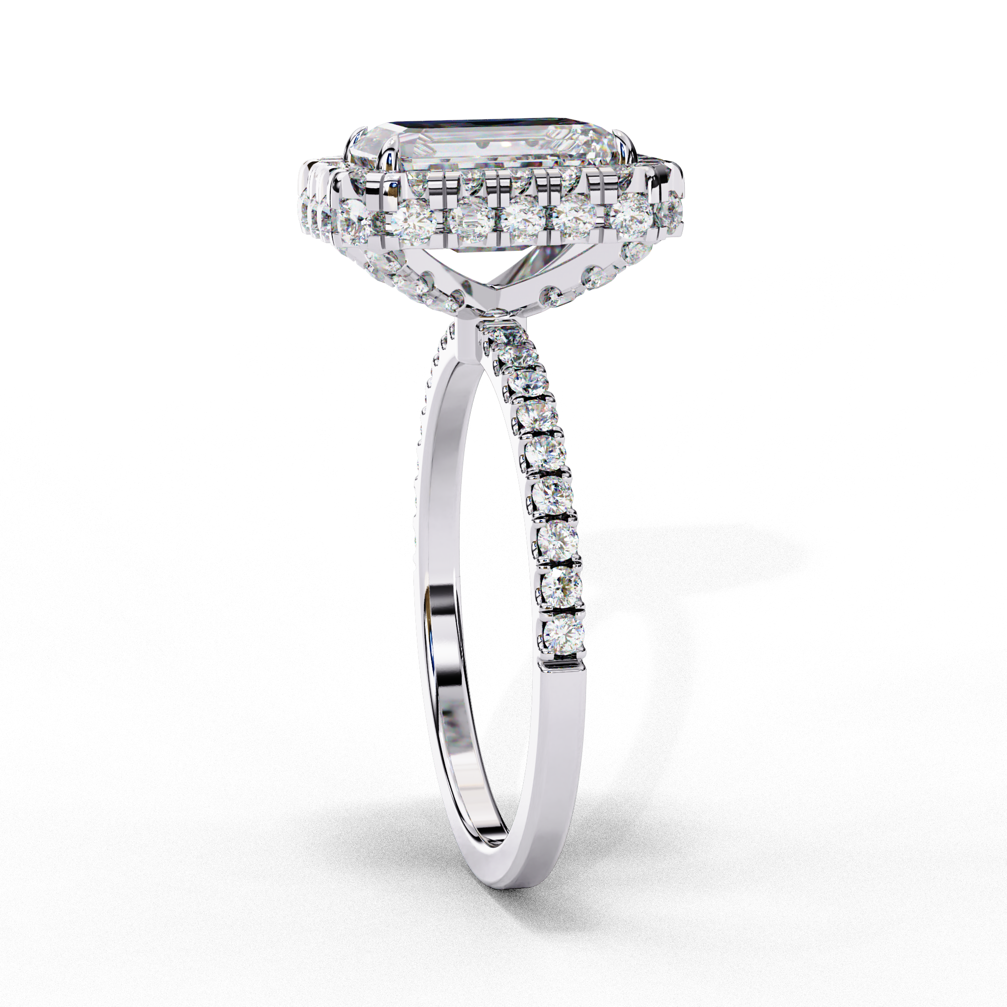 Classic Emerald Cut Solitaire Ring with Pave Ring12