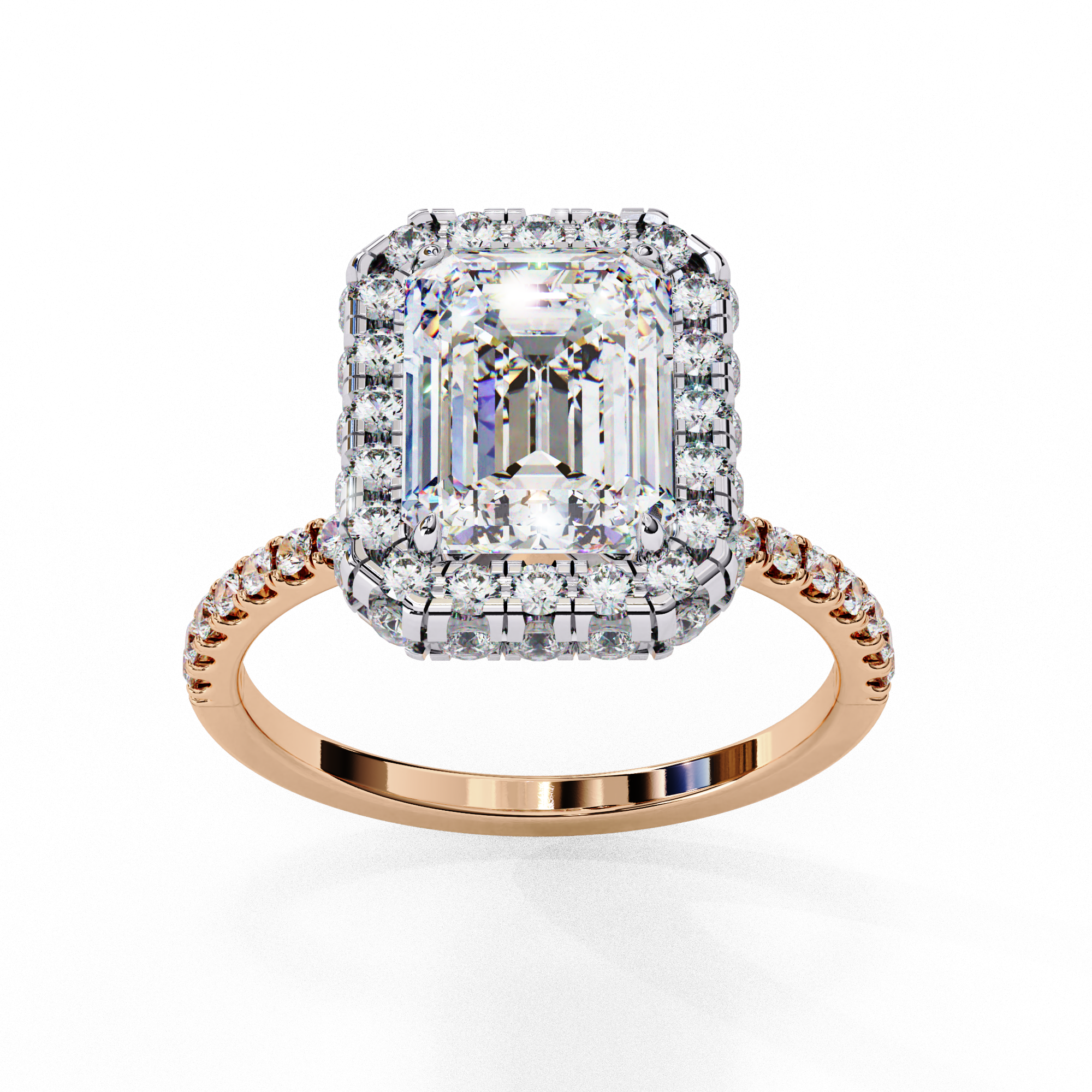 Classic Emerald Cut Solitaire Ring with Pave Ring6