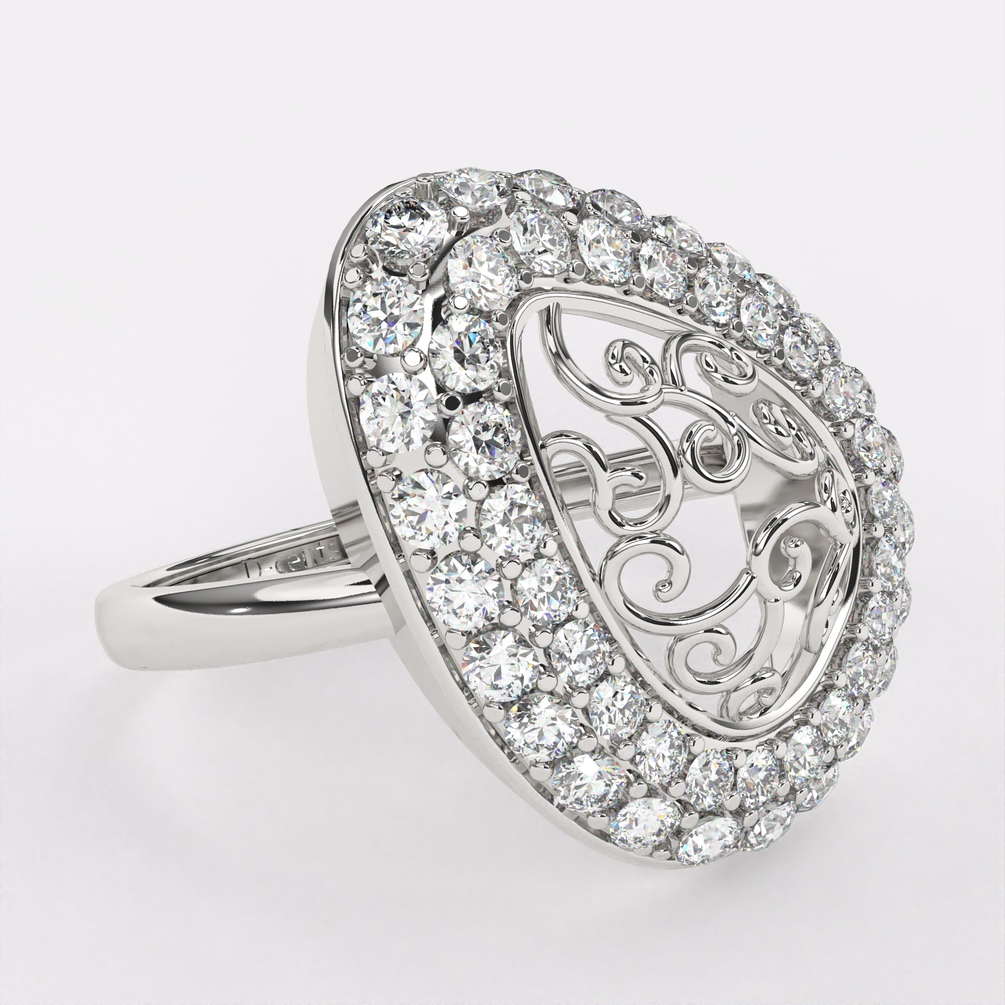 Classic Gold Pear Diamond Ring in 925 Silver